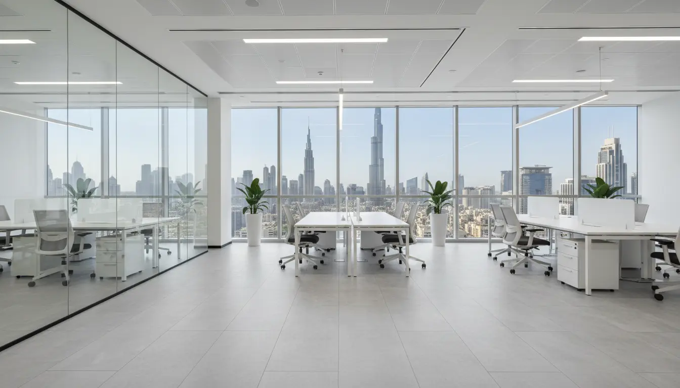 Modern commercial office with premium SPC flooring in Dubai